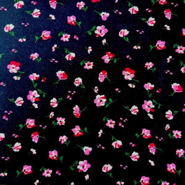 Floral Viscose Chalis - Design 3 NAVY